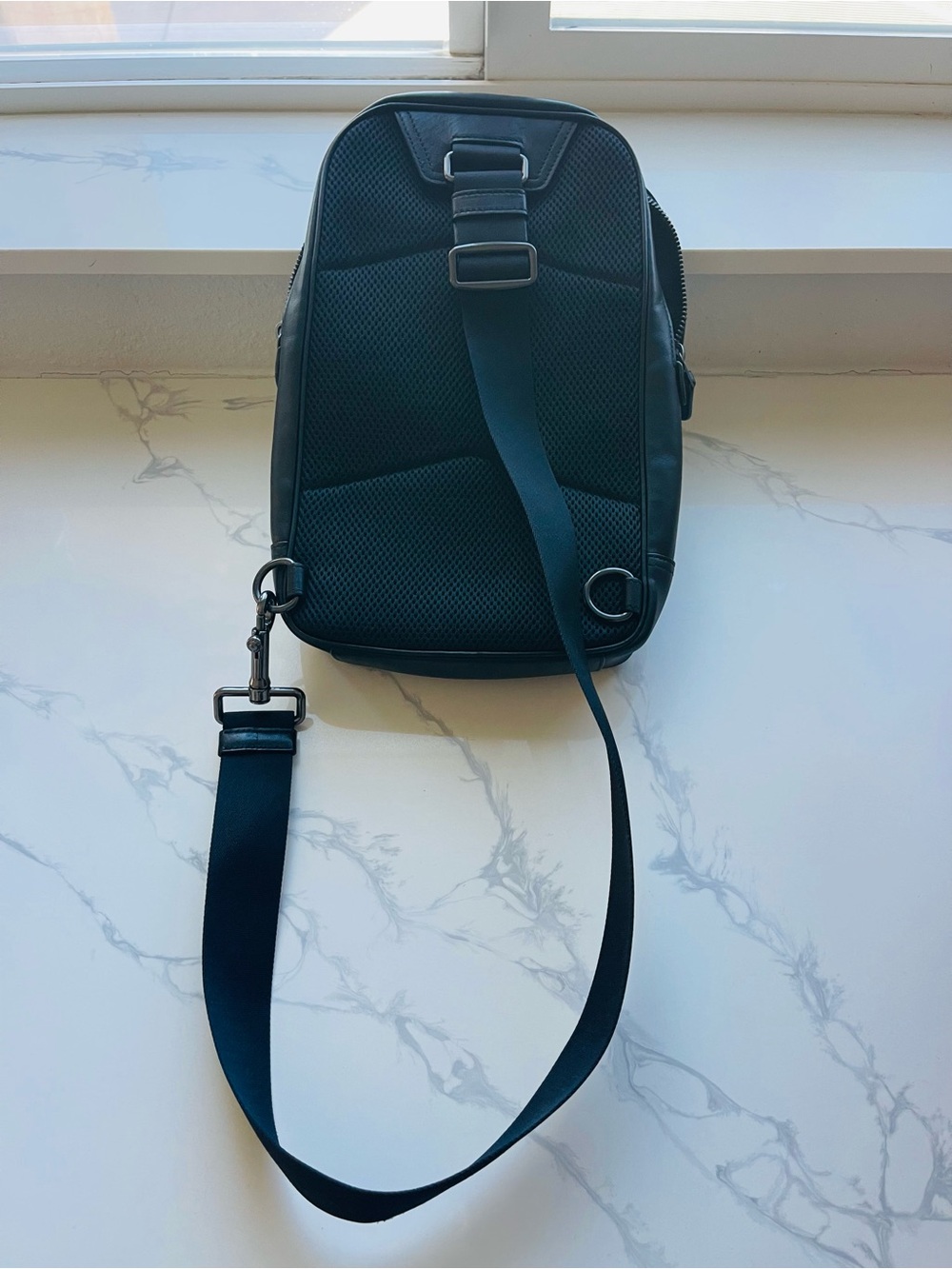Coach Men's Black Signature Monogram Sling Backpack - Picture 2 of 6